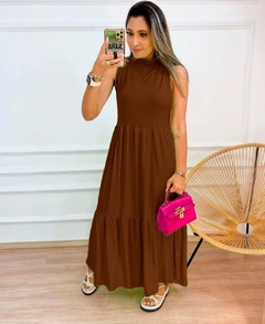 Coleção Beira -Mar Vestido Cavado Estilo Zara com meia gola, em Malha Viscolycra Midi 442 - CARLA GRACIANO STORE