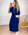 Coleção Beira -Mar Vestido Longuete com 1 bolso lateral, elástico na cintura em Malha Viscolycra 362