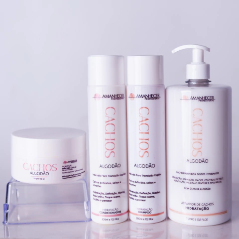 Kit Hidratação Profunda Algodão Shampoo, Condicionador e Máscara 300ml e Ativador de Cachos 1L - comprar online