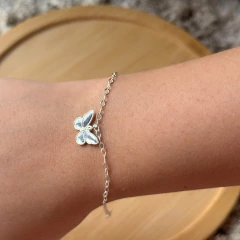 PULSEIRA PINGENTE BORBOLETA PRATA 925 - Nova Topázio