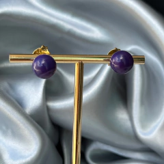 BRINCO BOLA 10MM- ÁGATA ROXA