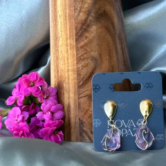 BRINCO DE CESTA (OURO)- AMETISTA - loja online