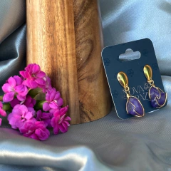 BRINCO DE CESTA (OURO)- ÁGATA ROXA na internet