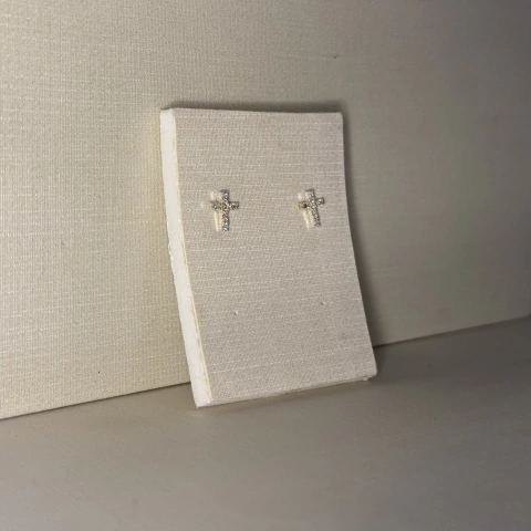 BRINCO CRUZ CRAVEJADA PRATA 925