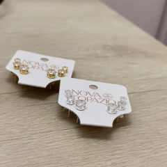 TRIO DE BRINCOS PONTO DE LUZ ZIRCONIA CRISTAL 4MM-5MM-6MM - loja online