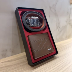 KIT PRESENTEÁVEL MASCULINO VITOR MARROM CARTEIRA E CINTO - Nova Topázio