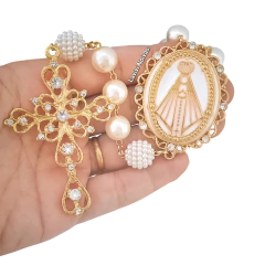 Terço de Noiva Perolas Luxo Dourado Para Casamento na internet
