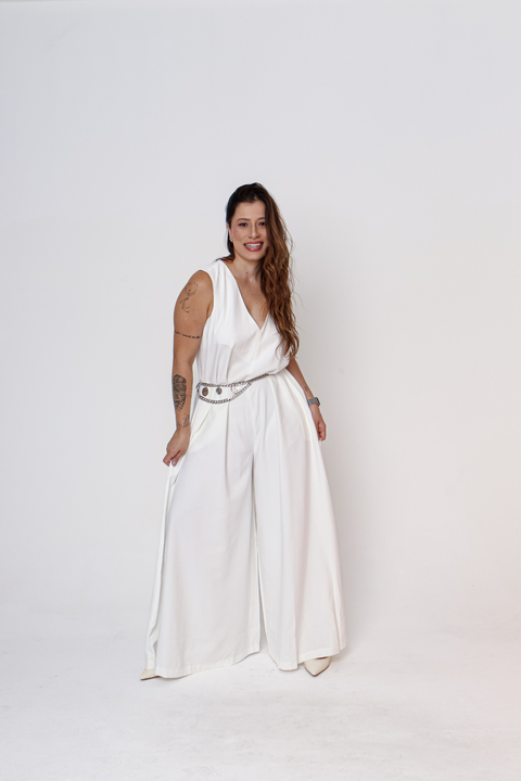 MACACÃO SAMIRA OFF WHITE - EM ALFAIATARIA - comprar online