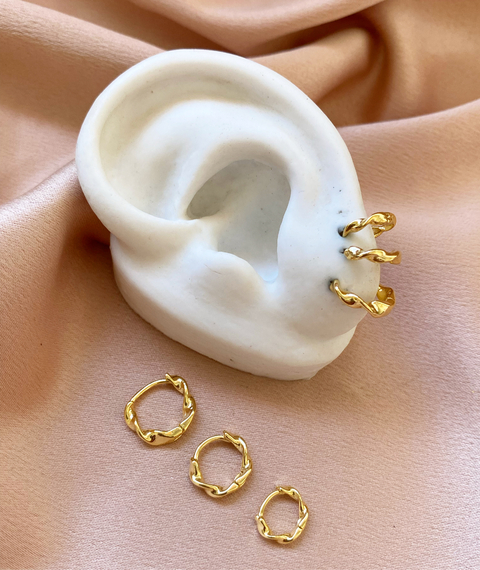 Trio Argolinha Torcida Folheado a Ouro 18k