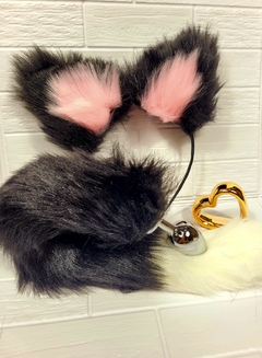 Kit Plug Anal com calda e Arquinho de Gatinha
