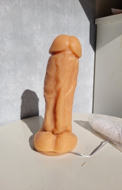 Pênis Maciço com ventosa e escroto 17 x 5 cm