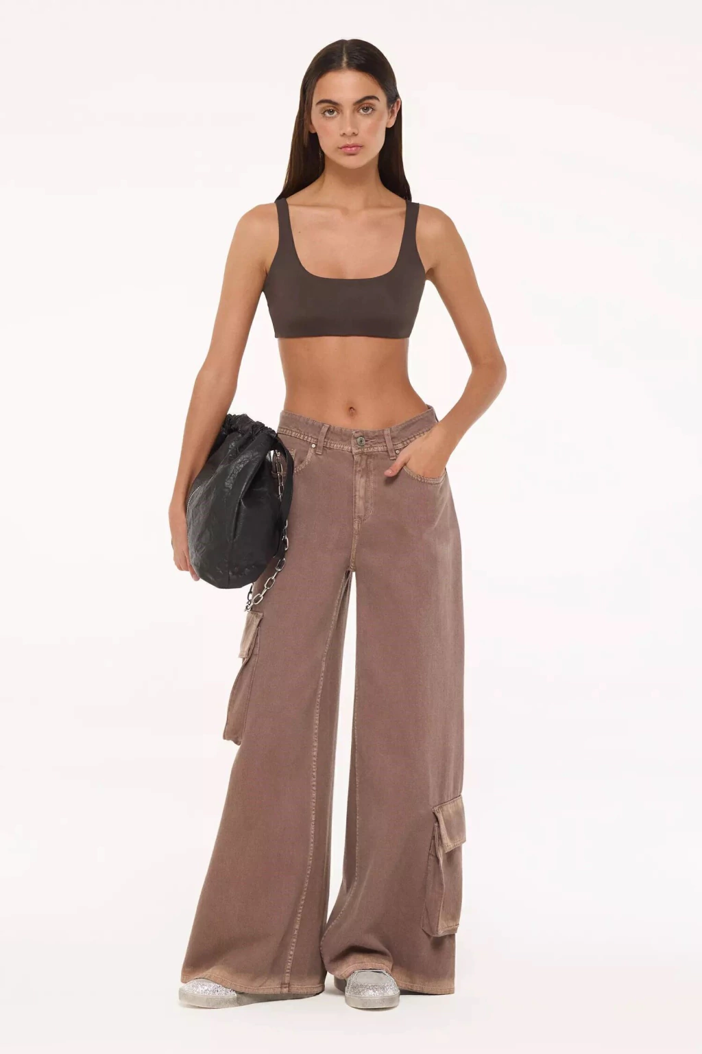 PANTALON WIDE CARGO SEPIA