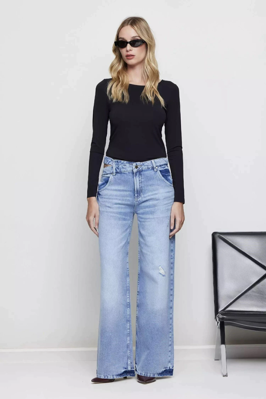 PANTALON WIDE CUT OUT NEW BLUE