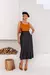 Saia Midi Em Coupo Pu Com Bolso Ravena - TG STORE 