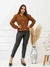 Casaco cardigan C/ Cropped Tricot Tricô Modal Pom pom TG