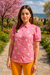 Camisa Feminina social manga curta flores na internet