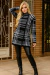 Sobretudo Feminino Casaco De Inverno Xadrez Com Botões Letícia na internet