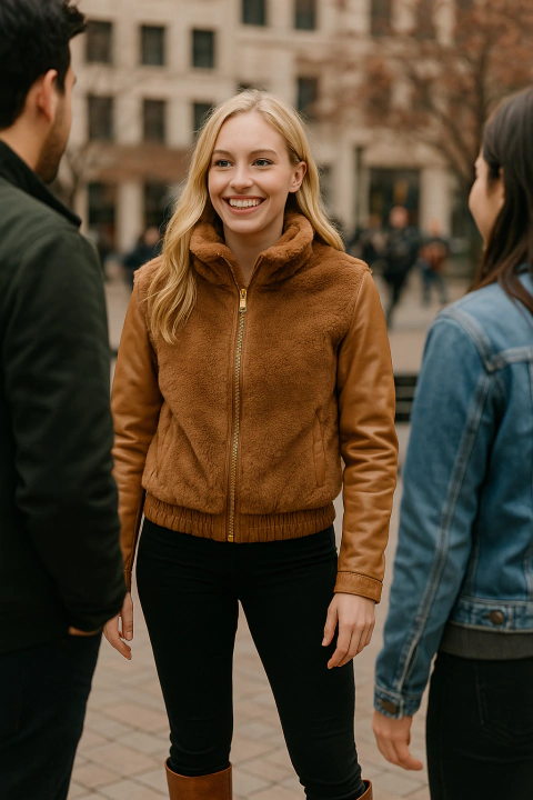 Jaqueta Feminina Couro Sintético com Pelinho - comprar online