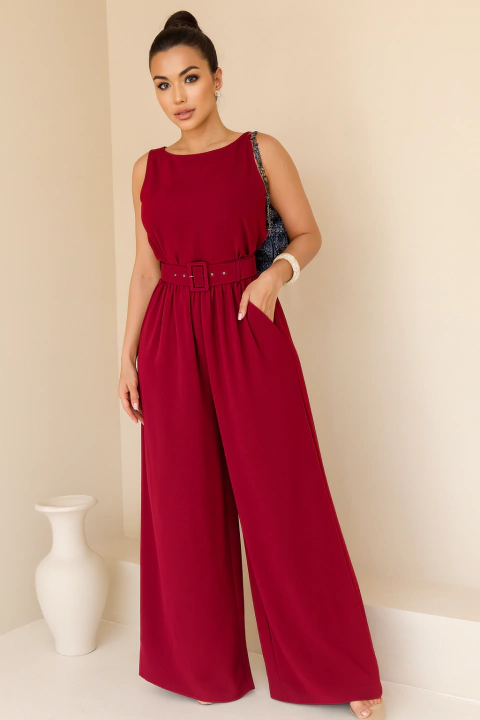 Macacão Pantalona Tecido Duna Cinto Ajustável Elegante Plus - comprar online