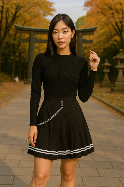 Saia Colegial Japonesa Coreana Anime pregas e Listra cosplay - comprar online