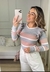 Blusa De Tricot Modal Manga Longa E Babados No Ombro na internet