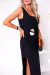 Vestido Longo em Linho com fenda lateral moderno e elegante Milena - comprar online