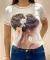 Camiseta Feminina T- shirt luxo, blusinha com aplicação em pedraria e fita - loja online