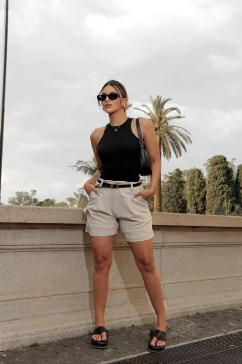 SHORTS FEMININO CARGO LINHO THAIS