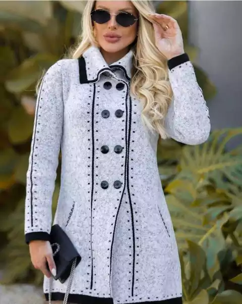 CASACO SOBRETUDO FEMININO BOTÕES TRICO INVERNO RUBIA