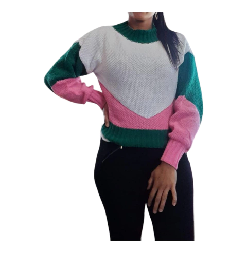 Blusa de frio Lã tricot tricô inverno colorida Tirana