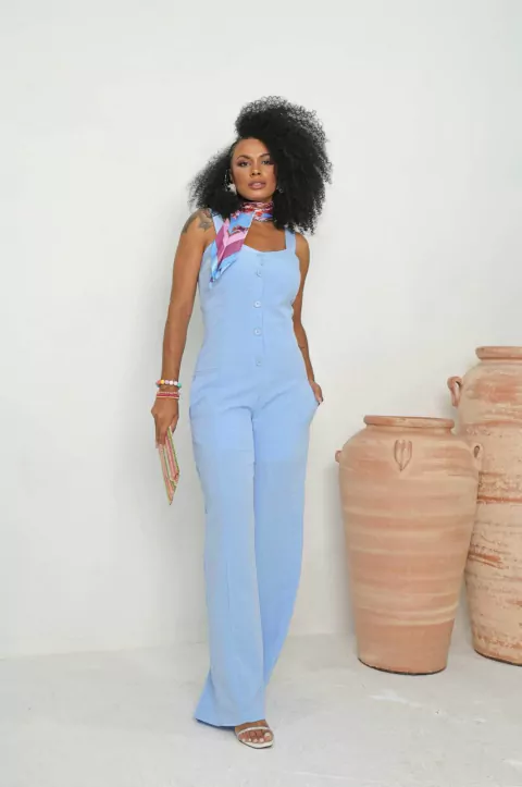 Macacão Feminino Longo Botões viscose Milani