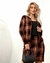 Conjunto Feminino casaco e saia xadrez Tricot tricô inverno Cida