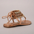Sandália Rasteira Rosé Gold com Bordado Artesanal de Pedrarias Ref.: 0403.790.672B - Carmen Steffens Divinópolis