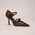 Scarpin Bico Fino Marrom Madeira com Fivelas Duplas Ref.: 3304.706.446B