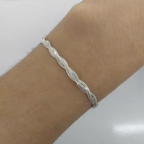 Pulseira Trançada Dois Fios Prata 925 Legítima