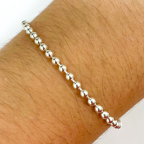 Pulseira Bolinha de Prata Completa 2,5mm