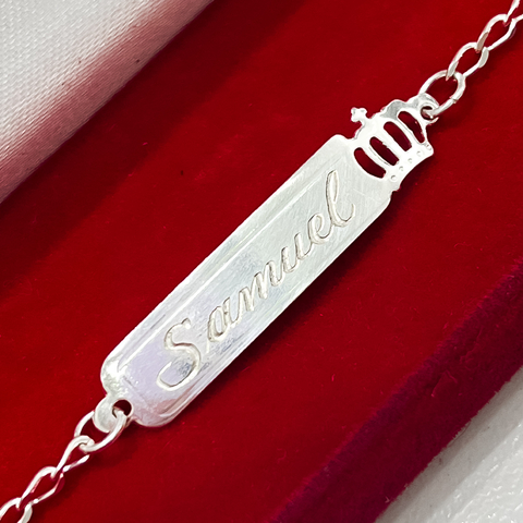 Pulseira Infantil Coroa com Nome Prata 925 - comprar online