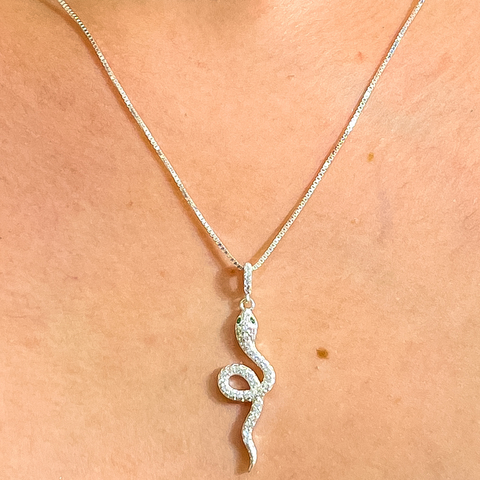 Colar Serpente Cravejada Prata 925