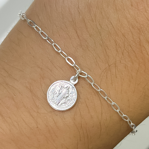 Pulseira Medalha de São Bento Prata 925 - comprar online