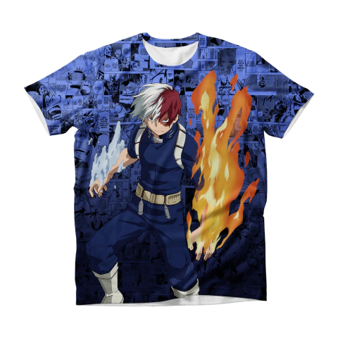 Camisa Mangá - Shoto Todoroki - Ice & Flame