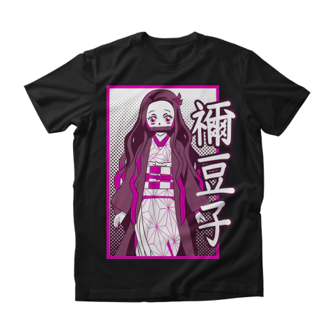 Camisa Demon Slayer - Nezuko Kamado - Pink Frame