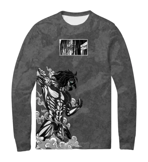 Camisa Manga Comprida Textura - Eren Titã de Ataque Cinza - comprar online