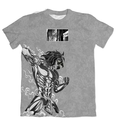 Camisa Textura - Eren Titã de Ataque Cinza - comprar online