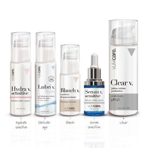 Vulvi Pack Full Sensitive - Hydra V Sensitive + Lubri V Aqua+ Blanch V + Serum V Sensitive + Clear V