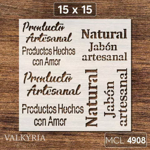 Stencil 15 x 15 "Palabras Productos Artesanales" | MCL 4908 - comprar online
