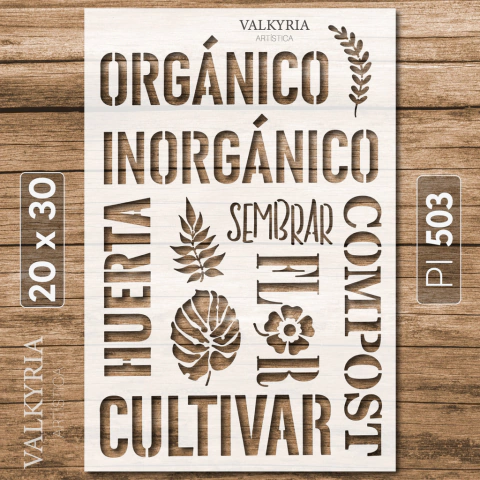 Stencil "Kit Palabras Jardín" 20 x 30 | Punto de Inicio
