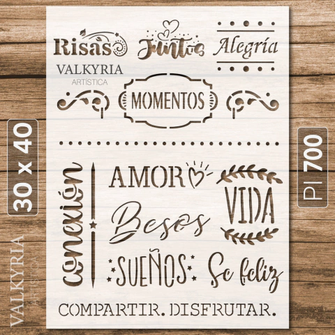 Stencil "Kit Palabras Felices" 30 x 40 | Punto de Inicio