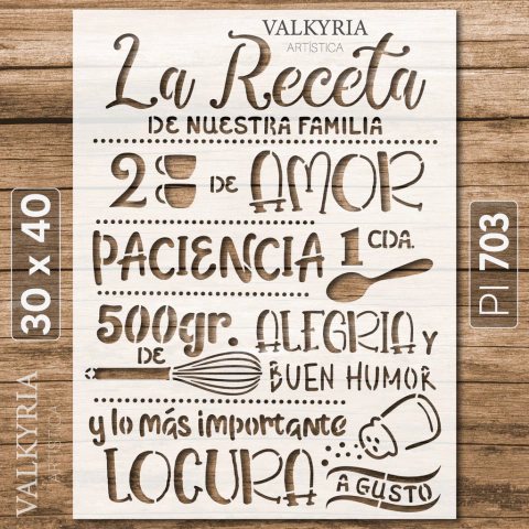 Stencil "La Receta de Nuestra Familia" 30 x 40 | Punto de Inicio