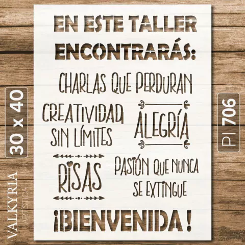 Stencil 30 x 40 "Cartel para Taller" | PI 706
