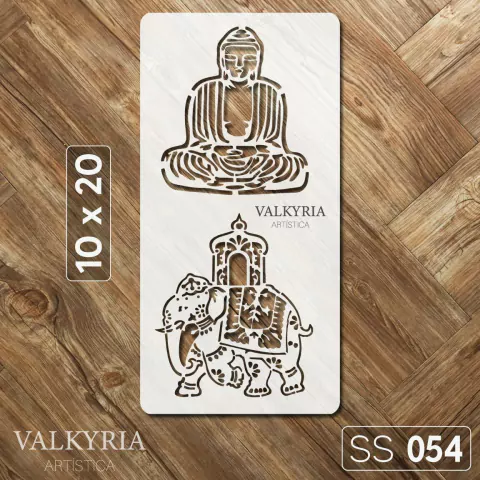 Stencil 10 x 20 "Buddha y Elefante" | SS 054